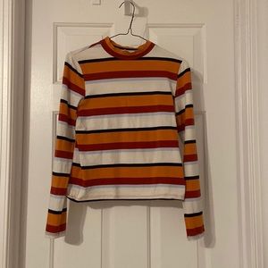 Mock-turtleneck multicolored striped Forever 21 Top